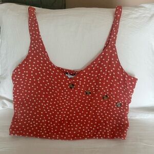 O'Neill Red Polka Dot Wrap Crop Top - Size XL